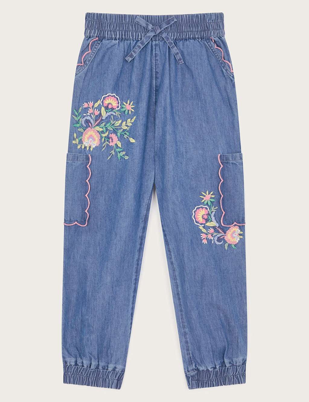 Pure Cotton Embroidered Cargo Trousers (5-13 Yrs)