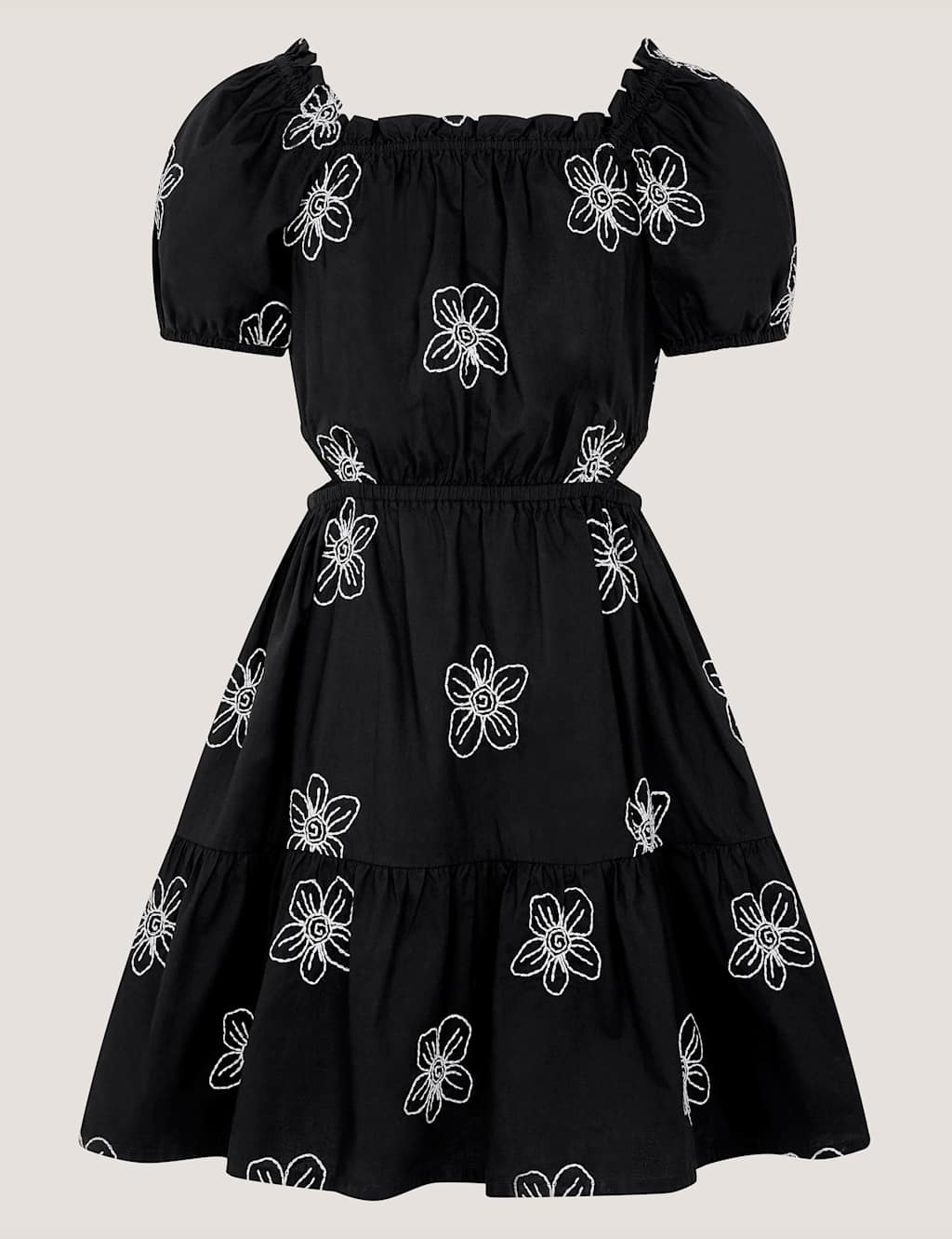 Monsoon Girls Floral Embroidered Dress (7-15 Yrs) - 11-12 Years - Black Mix - Available at M&S