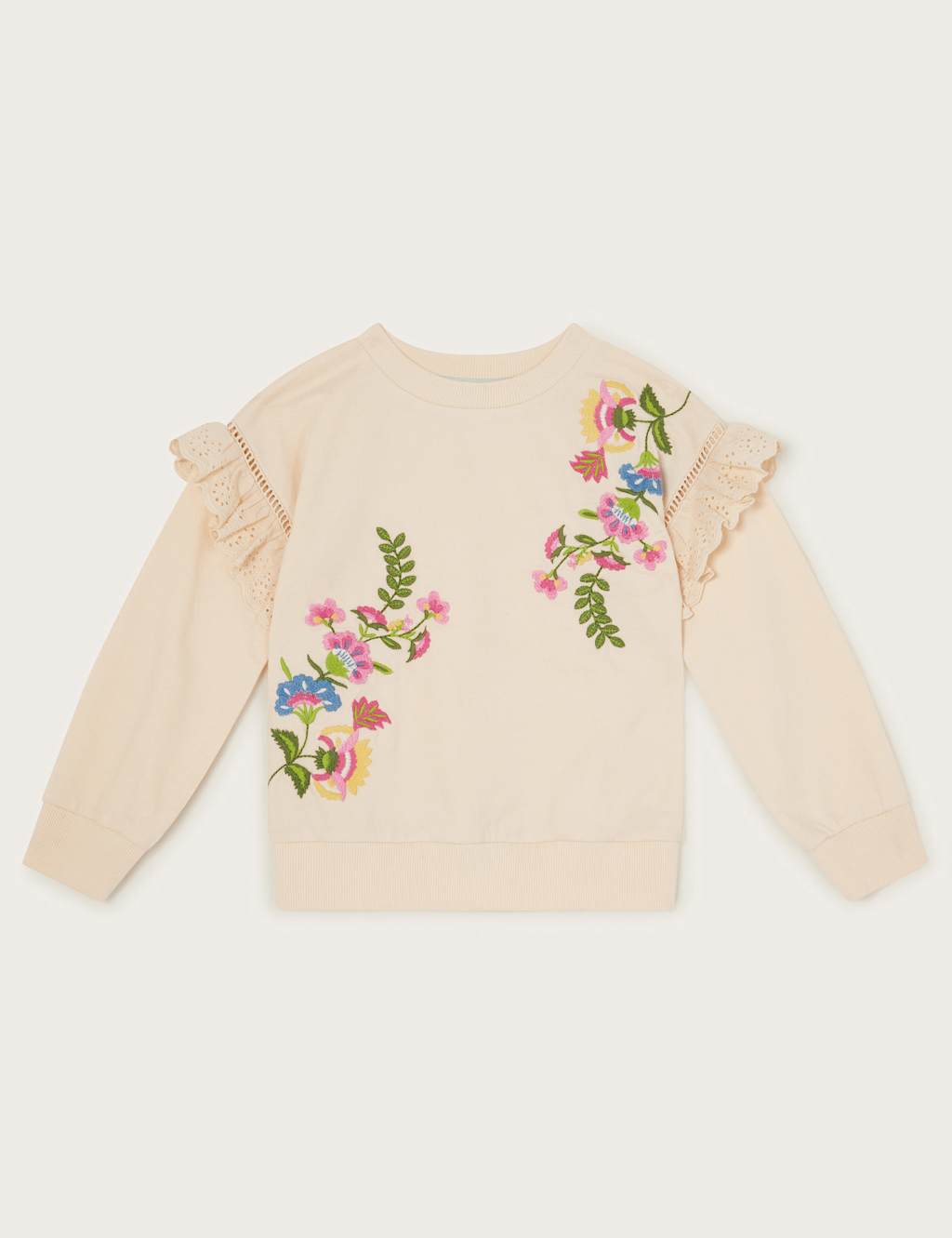Pure Cotton Flower Embroidered Jumper (3-13 Yrs)