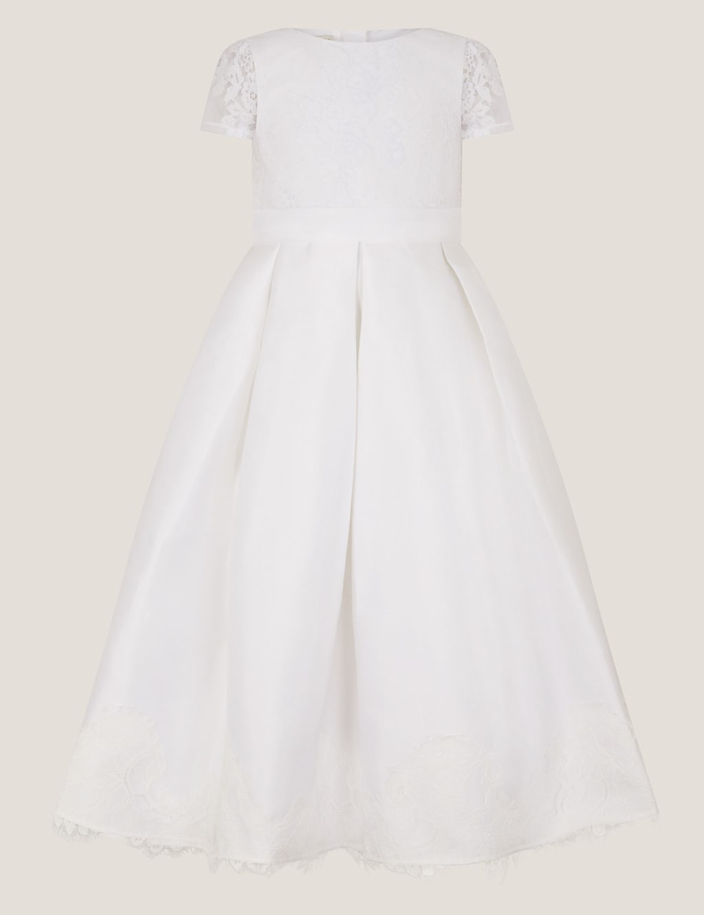 Monsoon Girls Bow Lace Trim Occasion Dress (3-13 Yrs) - 10 Years - White - Available at M&S
