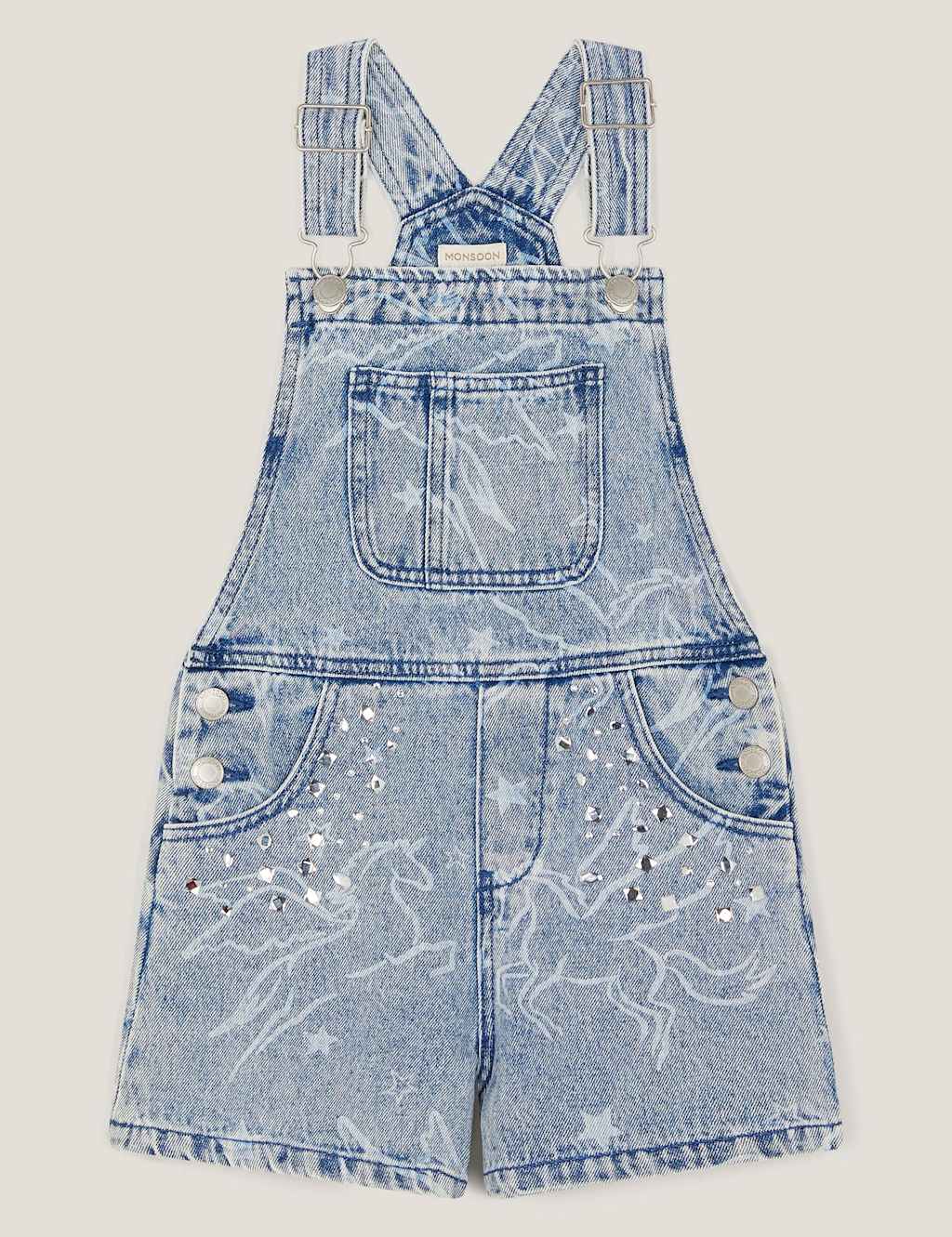 Denim Unicorn Dungarees (3-13 Yrs)