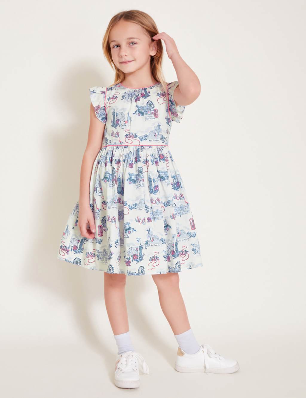 Cotton Rich London Print Frill Dress (3-13 Yrs)