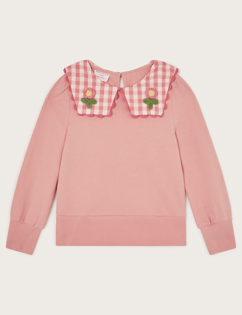 Pure Cotton Flower Collared Jumper (3-13 Yrs)