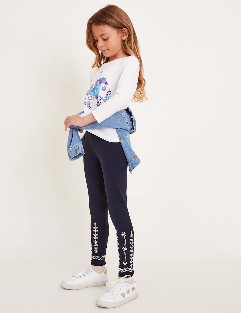 Cotton Rich Sequin Broderie Leggings (3-13 Yrs)