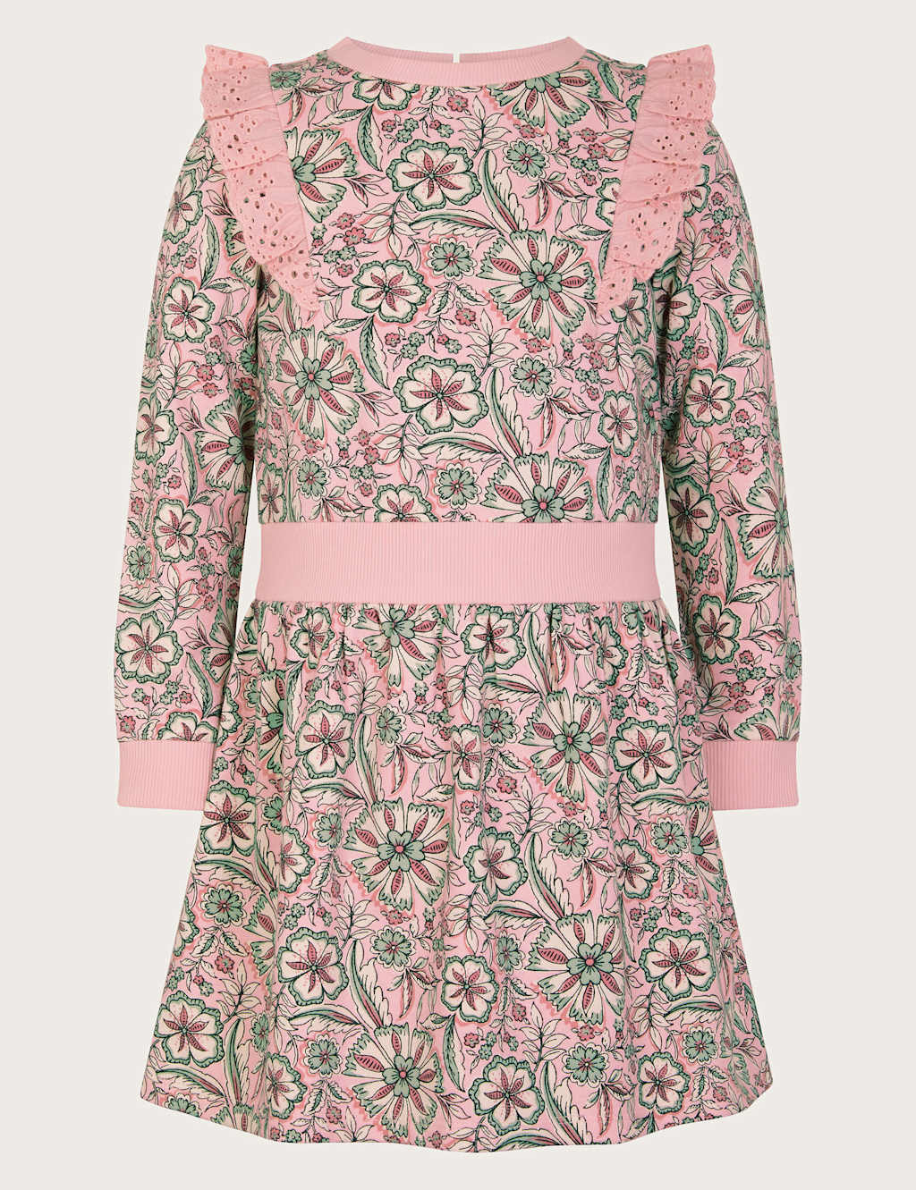 Pure Cotton Floral Broderie Frill Dress (3-13 Yrs)