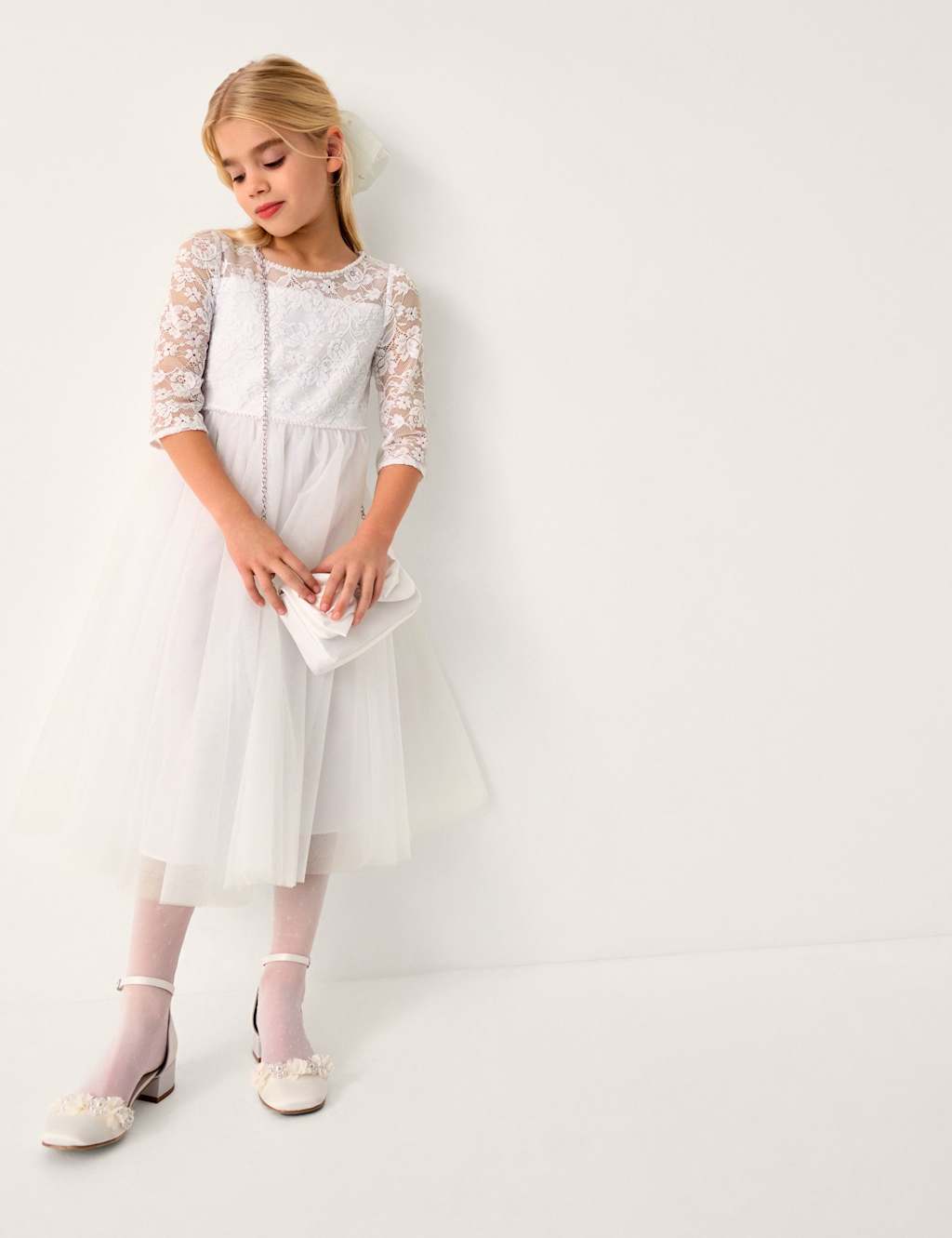 Monsoon Girls Embroidered Floral Dress (3-13 Yrs) - 6 Years - White - Available at M&S