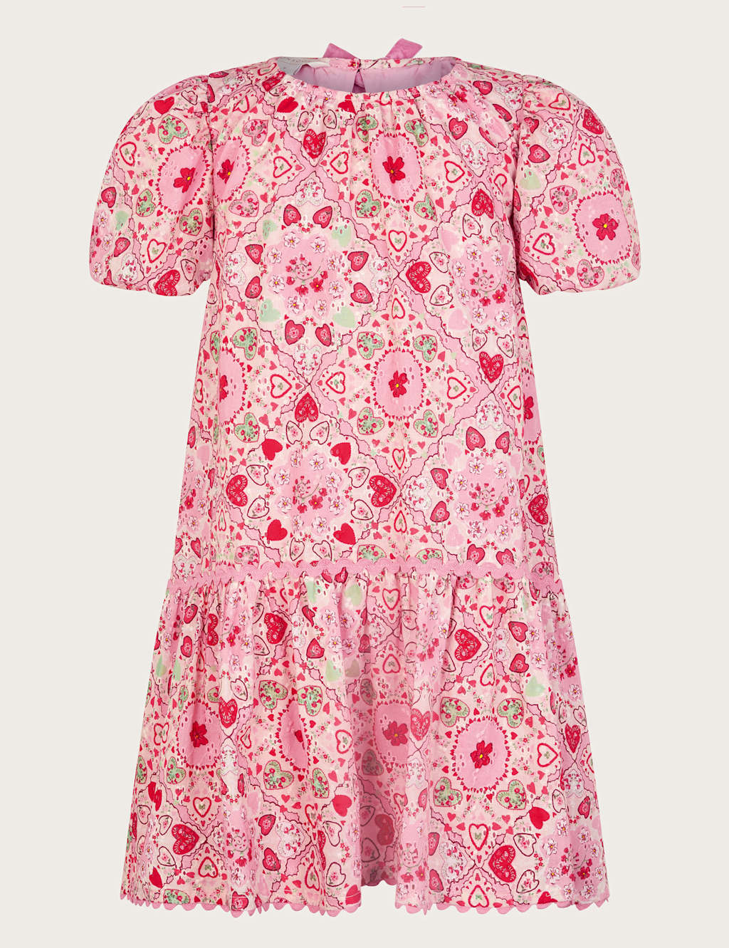 Pure Cotton Heart Print Tiered Dress (3-13 Yrs)