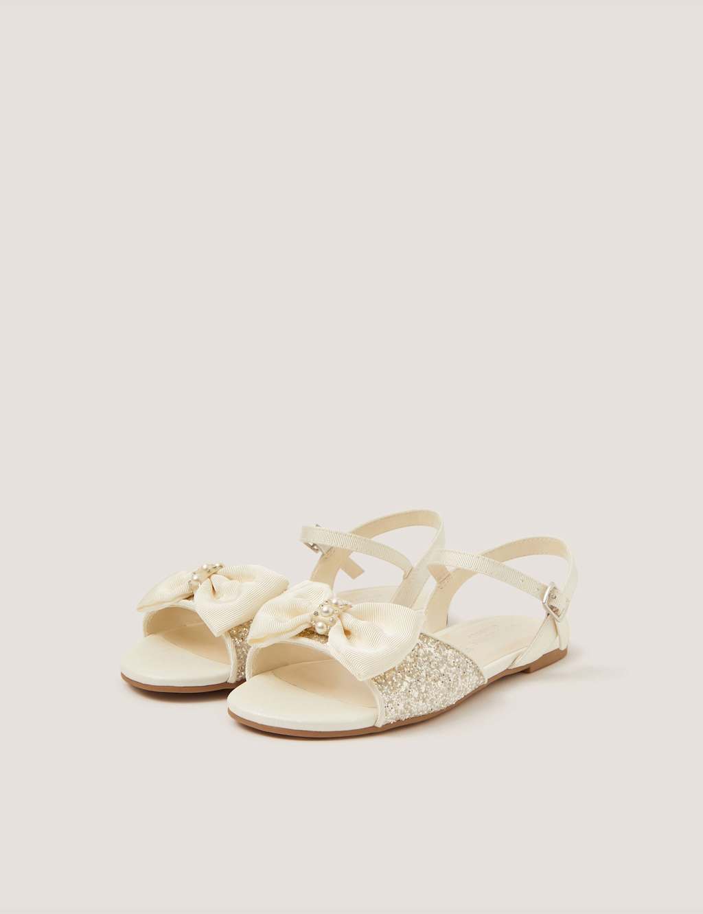 Monsoon Girls Sparkle Bow Sandals (7 Small-4 Large) - 11 - Ivory - Available at M&S