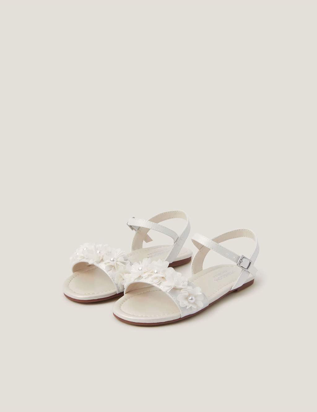 Monsoon Girls Pearl Flower Buckle Sandals (7 Small-4 Large) - 4 - Ivory - Available at M&S