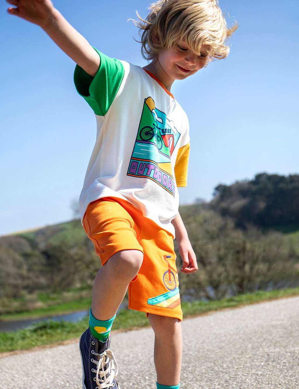 Frugi Boys Pure Cotton Outdoors Graphic T-Shirt (1-12 Yrs) - 6-7 Years - White - Available at M&S