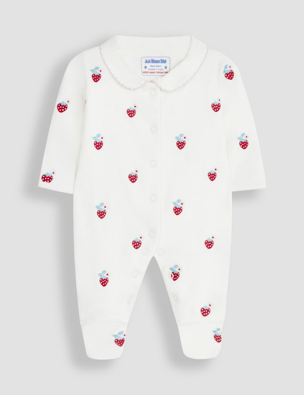 Pure Cotton Strawberry Sleepsuit (7lbs-1 Yrs)