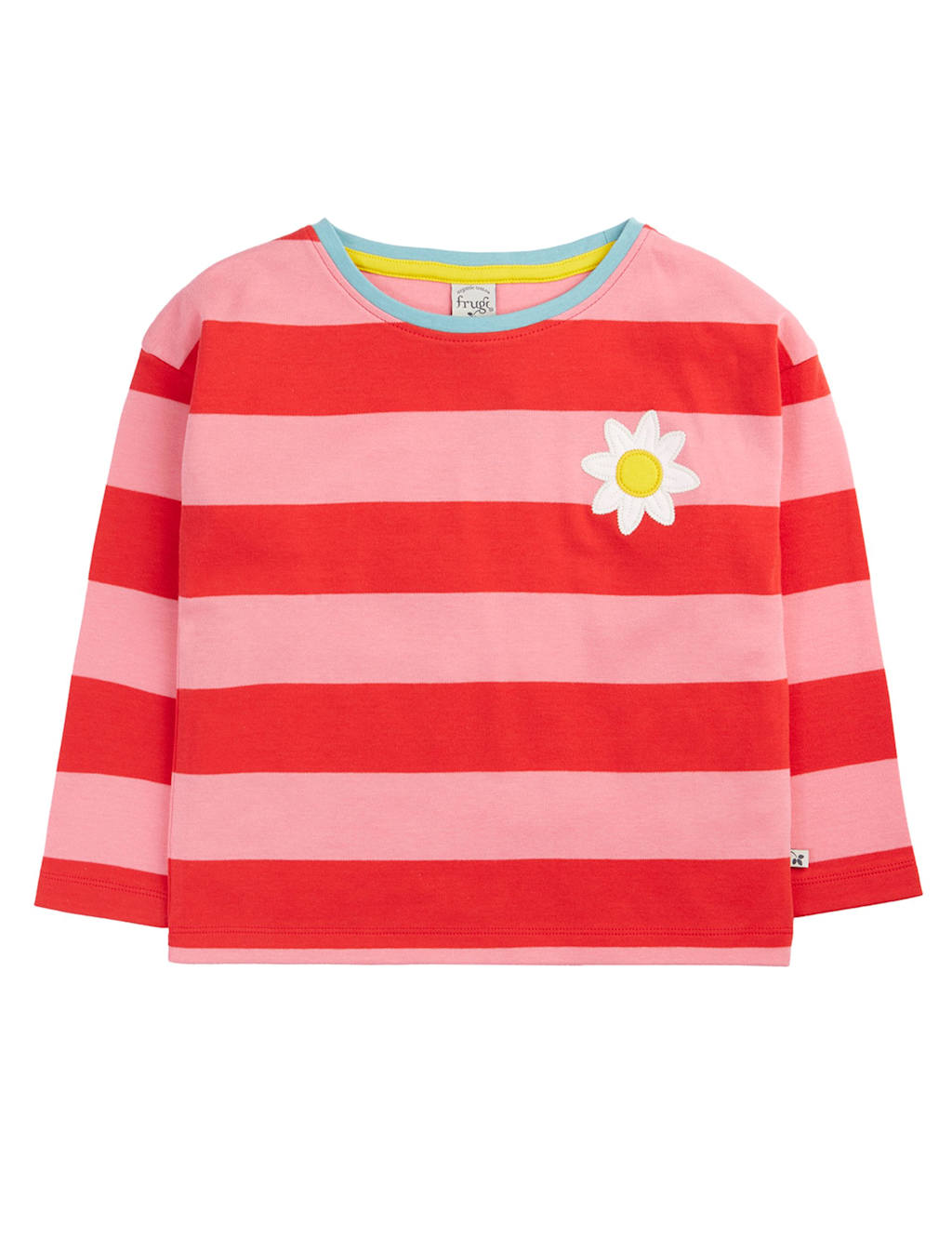 Frugi Girls Pure Cotton Striped Daisy Top (1-10 Yrs) - 8-9 Years - Pink - Available at M&S