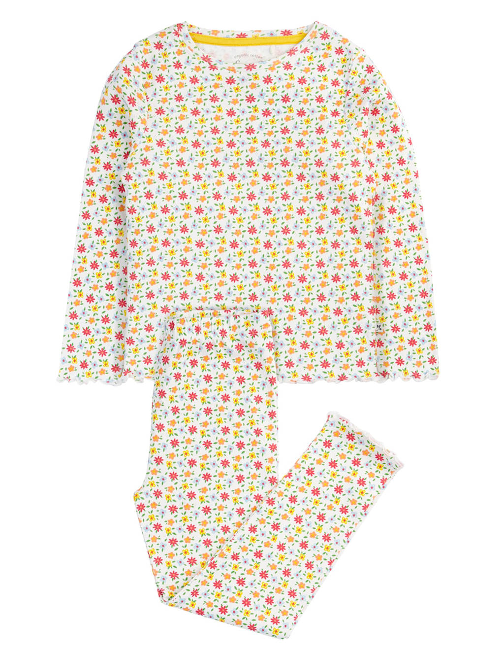 Frugi Girls Pure Cotton Floral Pyjamas (1-12 Yrs) - 2-3 Years - White - Available at M&S