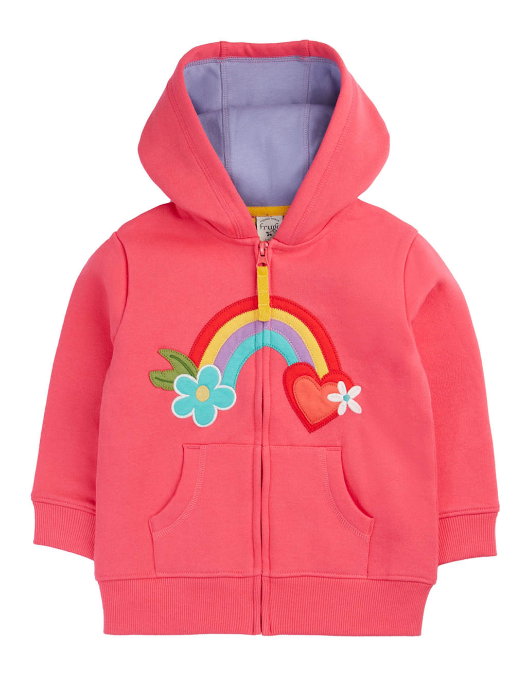 Frugi Girls Pure Cotton Appliqué Hoodie (1-10 Yrs) - 3-4 Years - Pink - Available at M&S