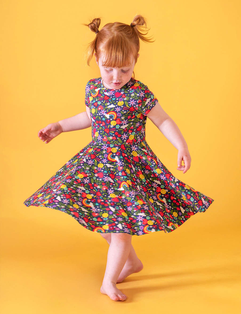 Frugi Girls Cotton Rich Printed Skater Dress (1-12 Yrs) - 7-8 Years - Navy - Available at M&S