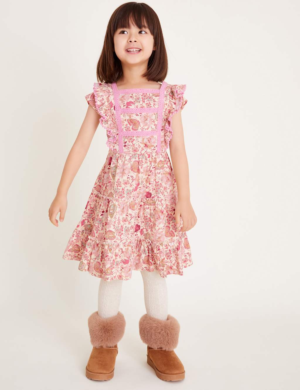 Jersey Floral Butterfly Dress (3-13 Yrs)
