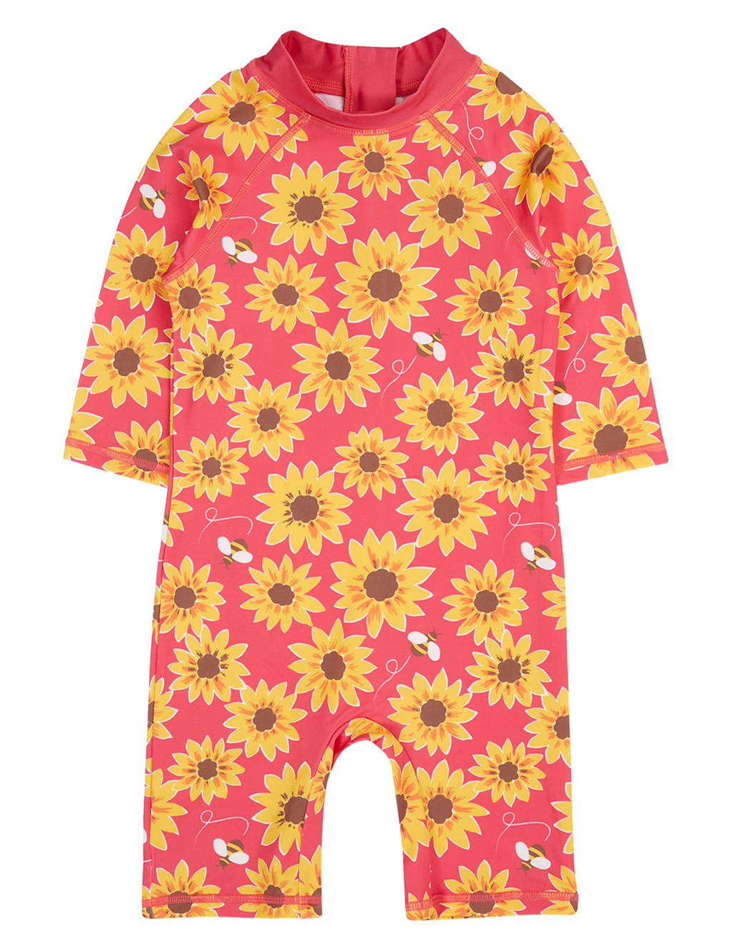 Image of Frugi Sunflower Print Swim All In One (0-4 Yrs) Pink
