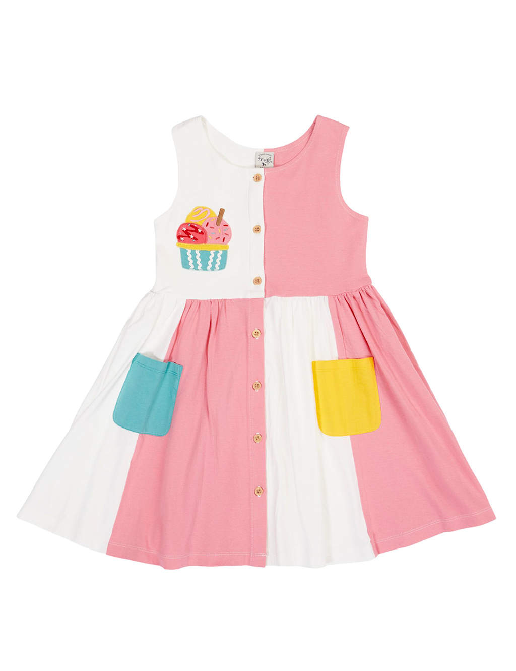 Frugi Girls Pure Cotton Colour Block Dress (1-10 Years) - 8-9 Years - Pink - Available at M&S