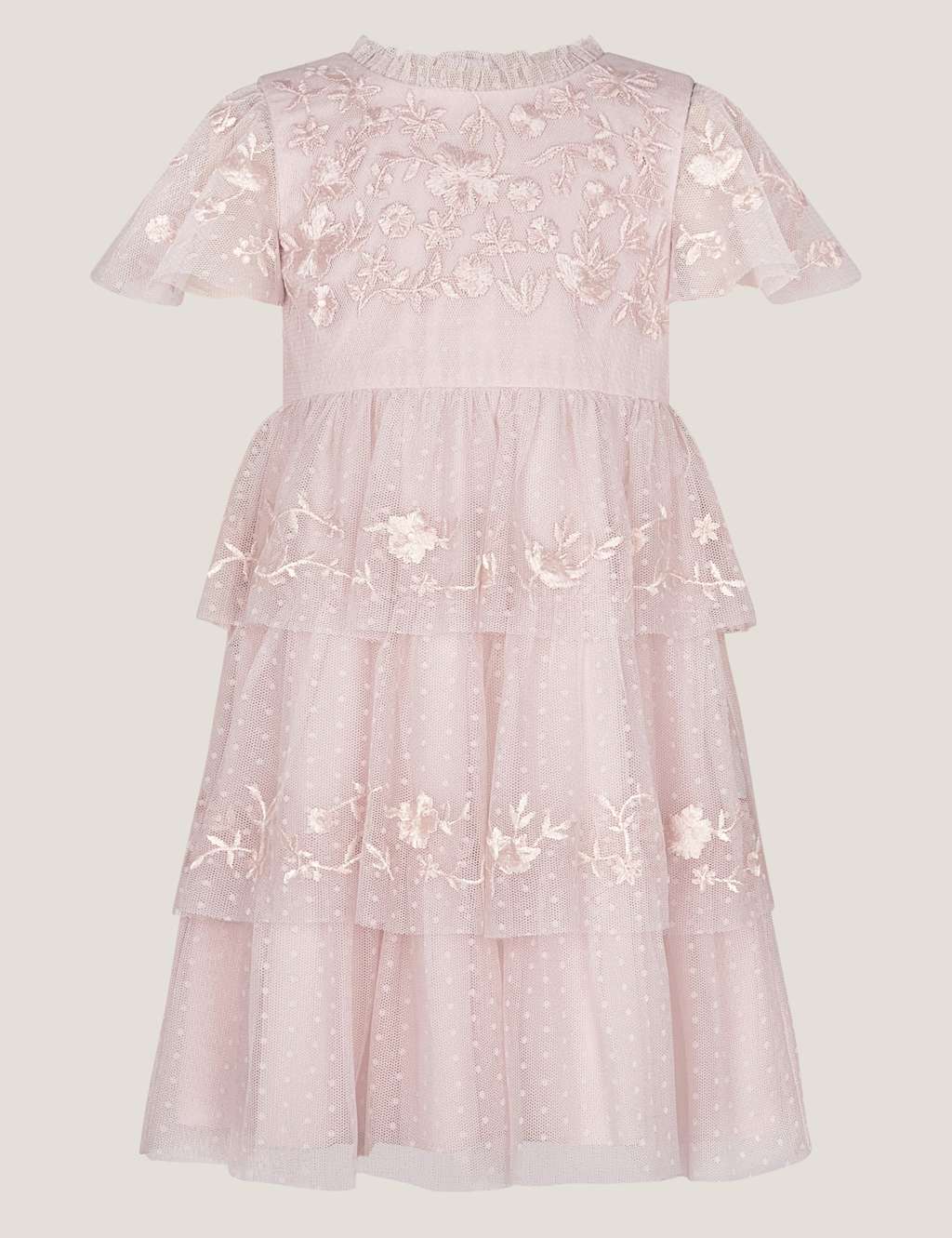 Floral Embroidered Christening Dress (0-12 Mths)