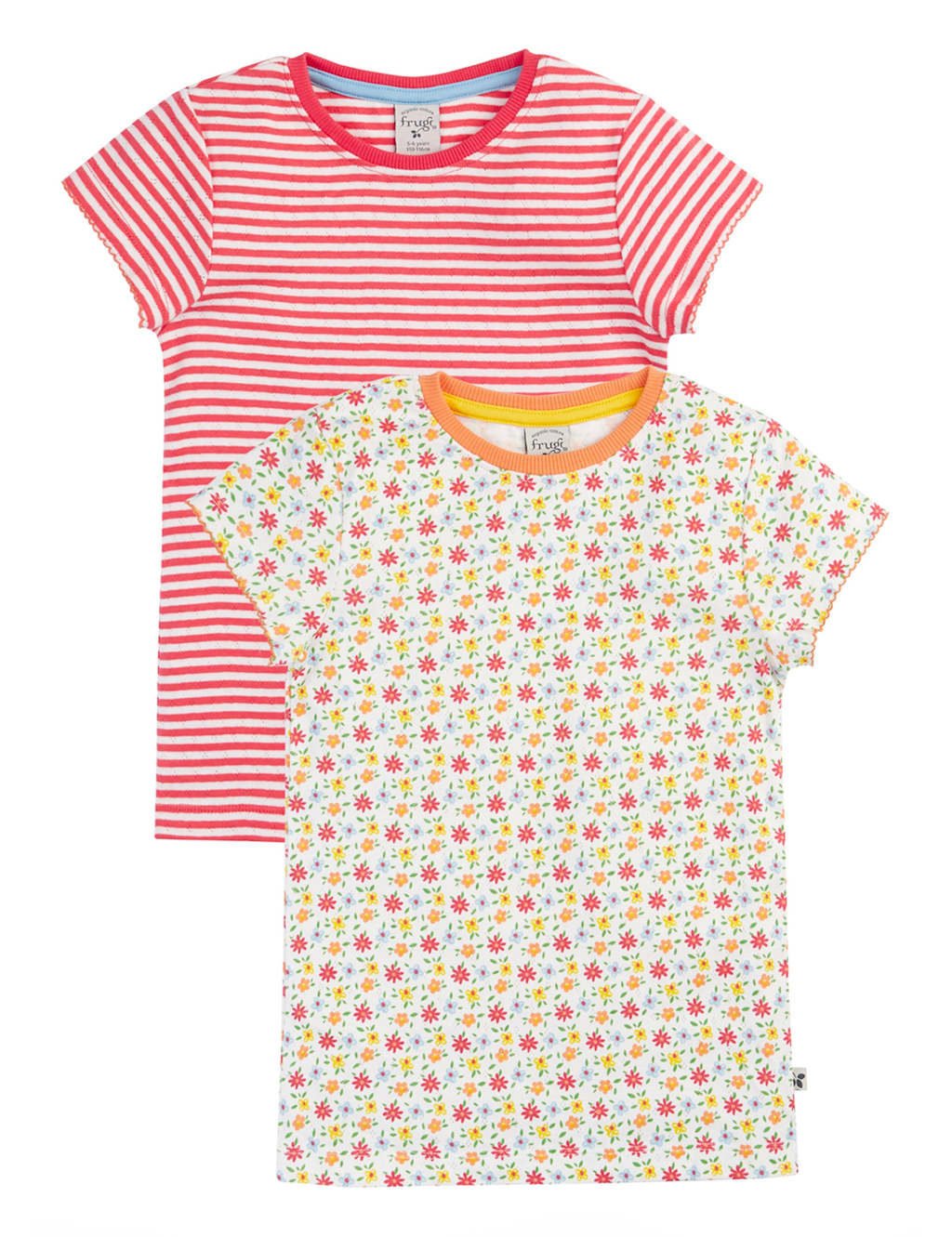 Frugi Girls 2 Pack Pure Cotton Pointelle T-Shirts (1-12 Yrs) - 5-6 Years - White - Available at M&S