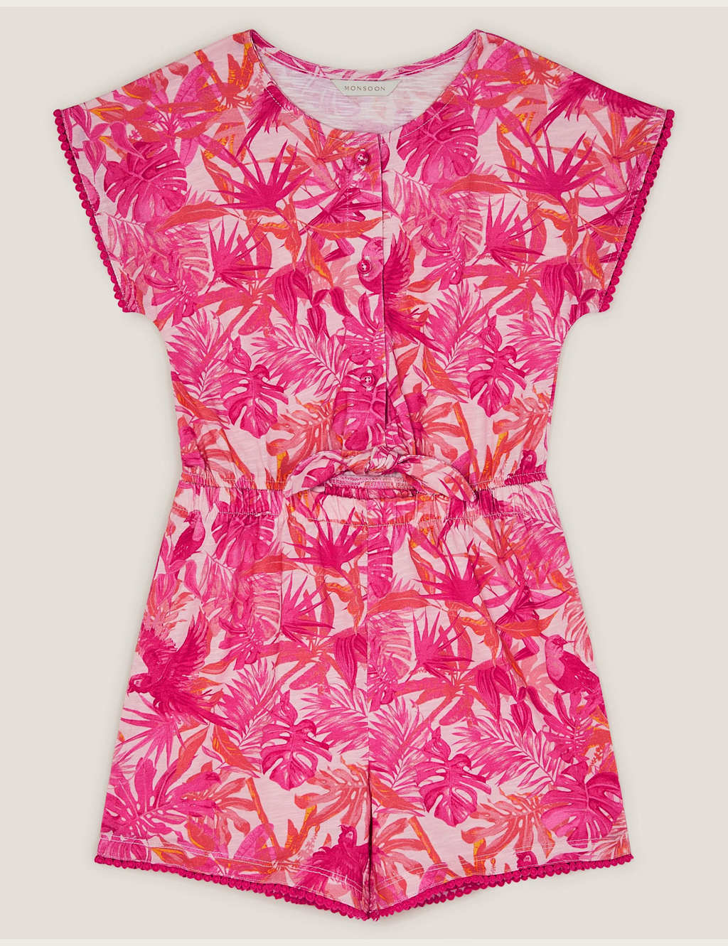 Pure Cotton Floral Bird Print Playsuit (3-13 Yrs)