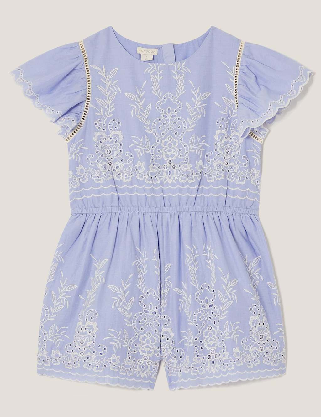 Pure Cotton Embroidered Frill Playsuit (4-15 Yrs)
