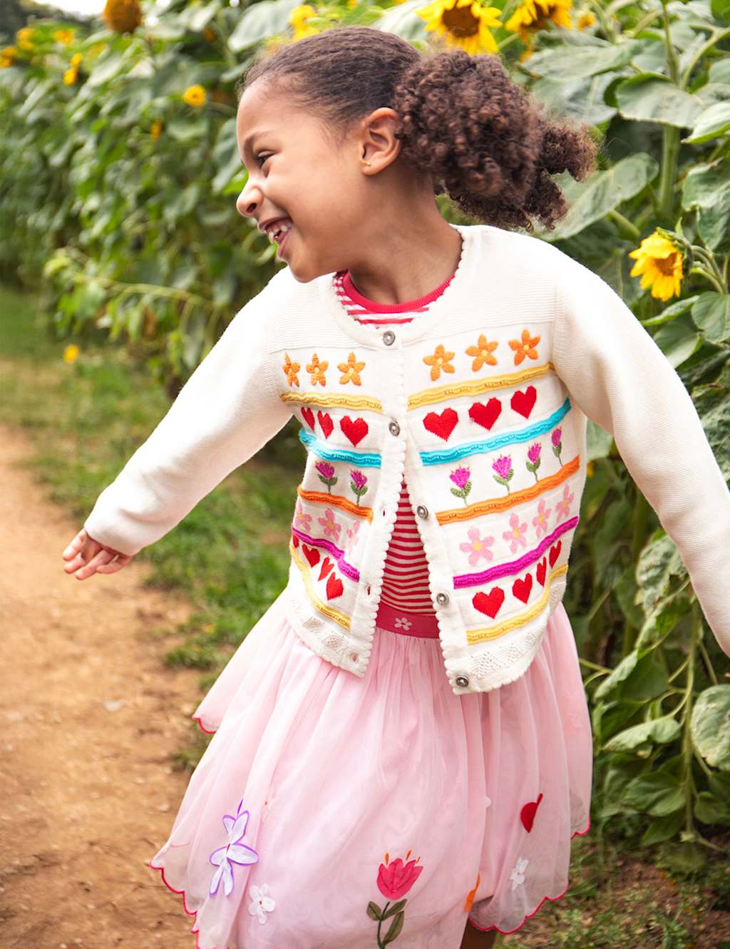 Frugi Girls Pure Cotton Embroidered Cardigan (1-10 Yrs) - 2-3 Years - Pink - Available at M&S