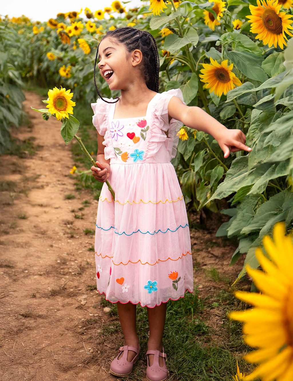Frugi Girls Floral Dress (2-10 Years) - 9-10 Years - Pink - Available at M&S