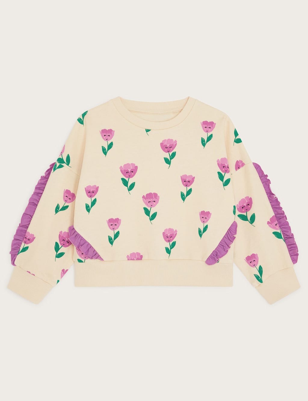 Pure Cotton Floral Frill Sweatshirt (3-13 Yrs)