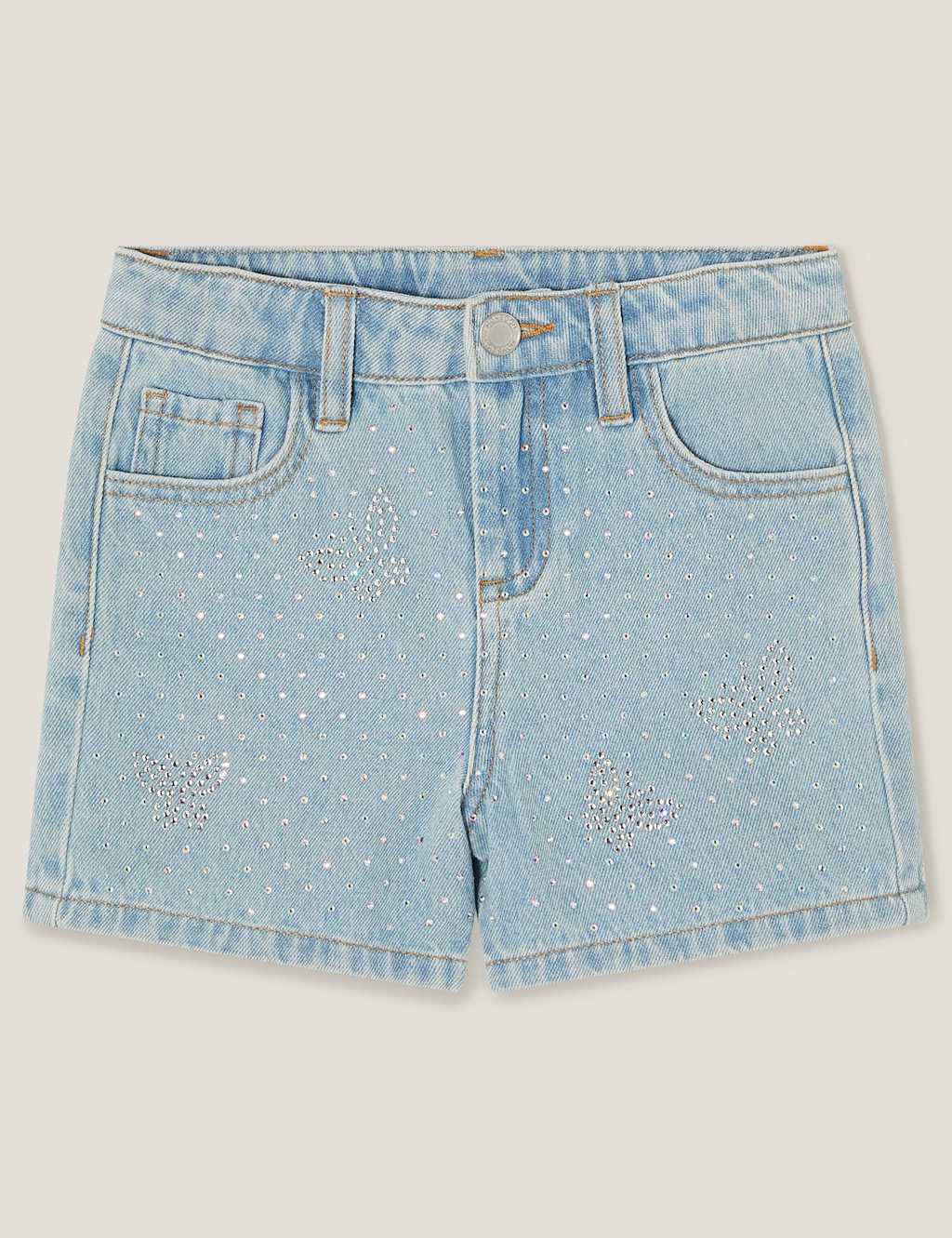 Denim Diamante Butterfly Shorts (3-15 Yrs)