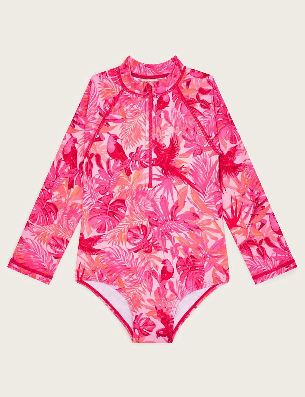 Floral Bird Print Long Sleeve Swimsuit (3-13 Yrs)