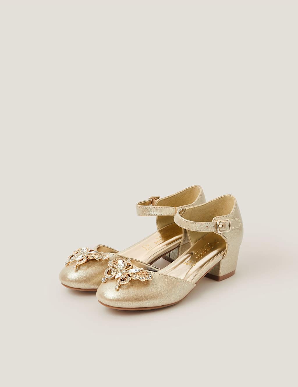 Monsoon Girls Metallic Butterfly Party Shoes (7 Small-4 Large) - 13 - Gold - Available at M&S