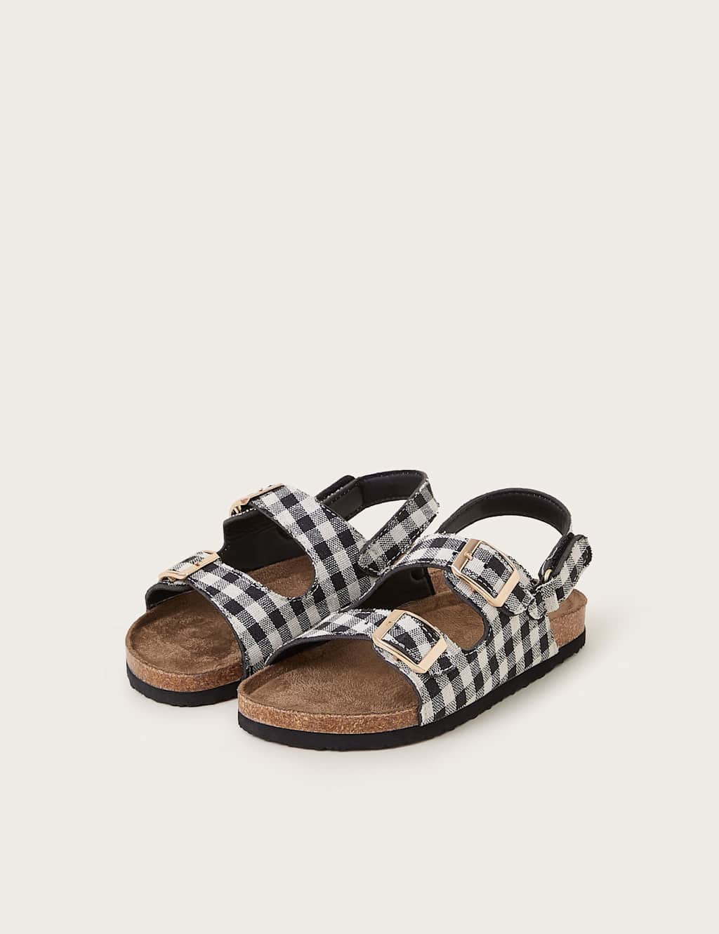 Kids' Gingham Riptape Buckle Sandals (7 Small - 4 Large)
