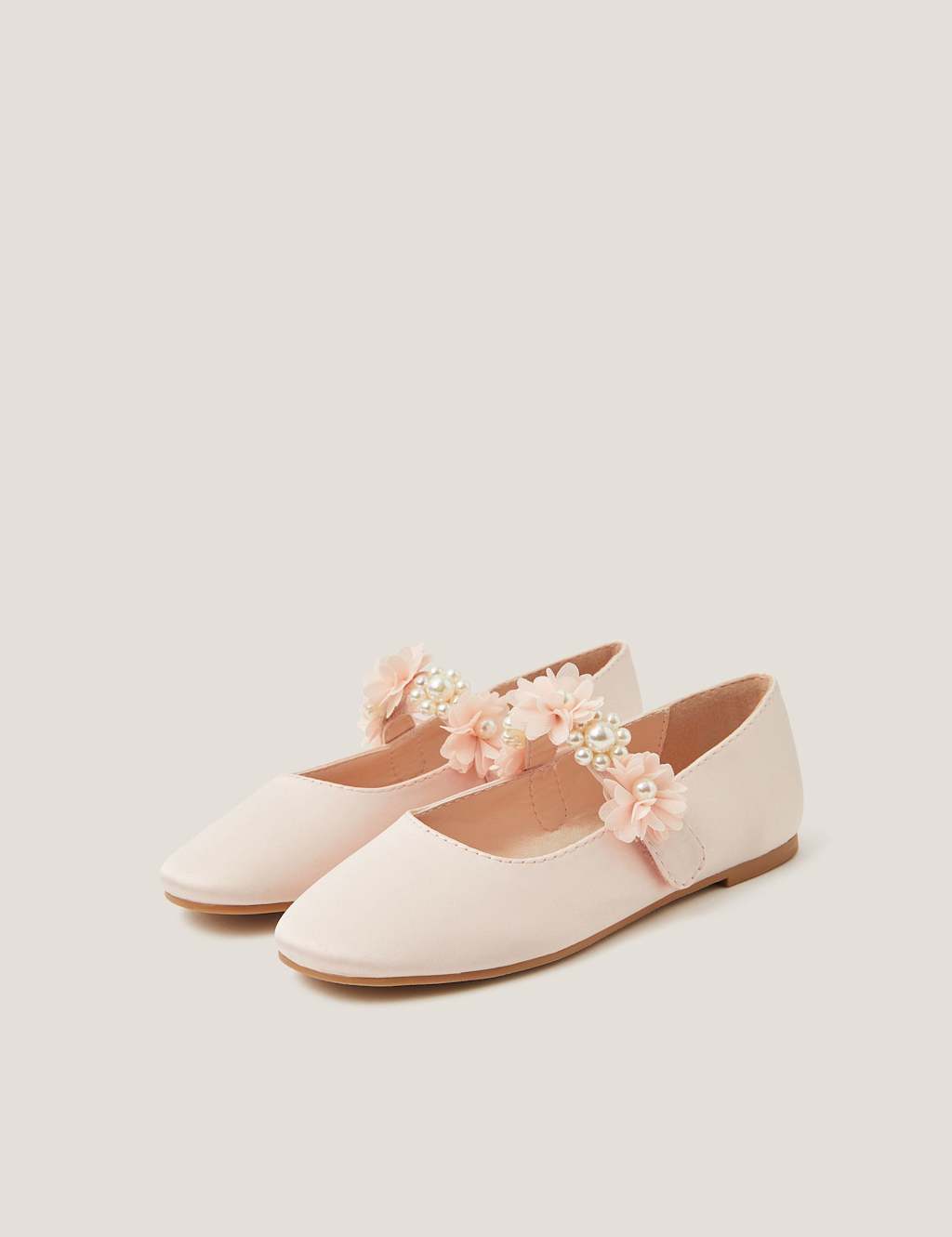 Monsoon Girls Pearl Flower Ballerina Shoes (7 Small-4 Large) - 12 - Pink - Available at M&S