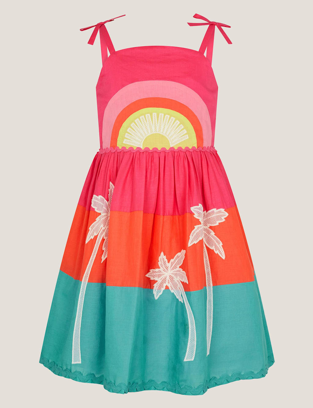 Pure Cotton Colour Block Applique Dress (2-13 Yrs)