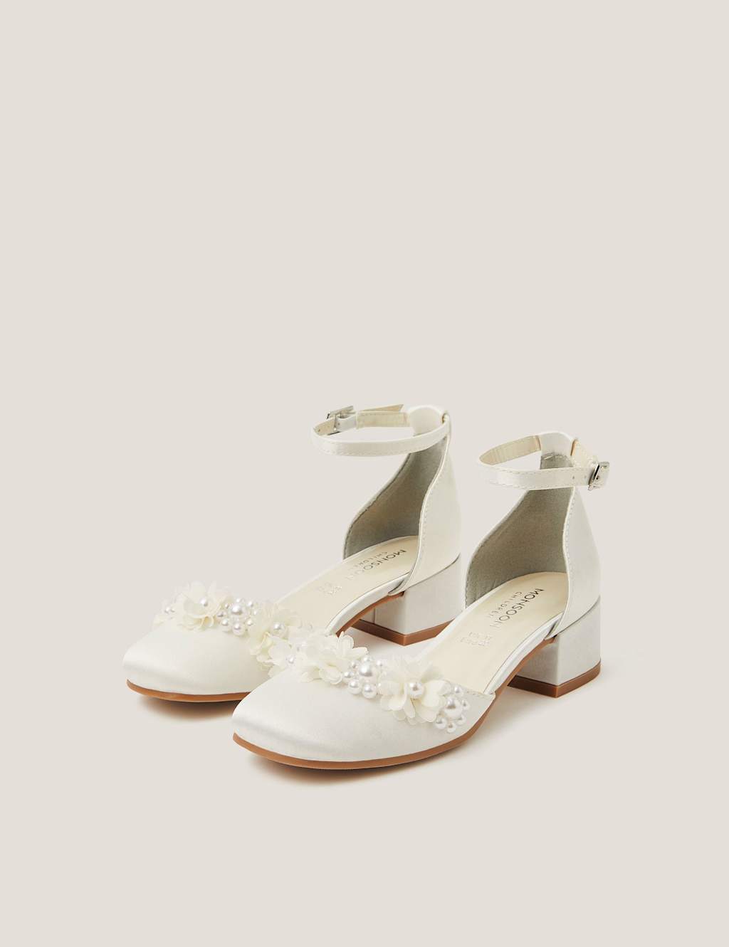 Monsoon Girls Communion Flower Ankle Strap Party Shoes (7 Small-4 Large) - 3 - Ivory - Available at M&S