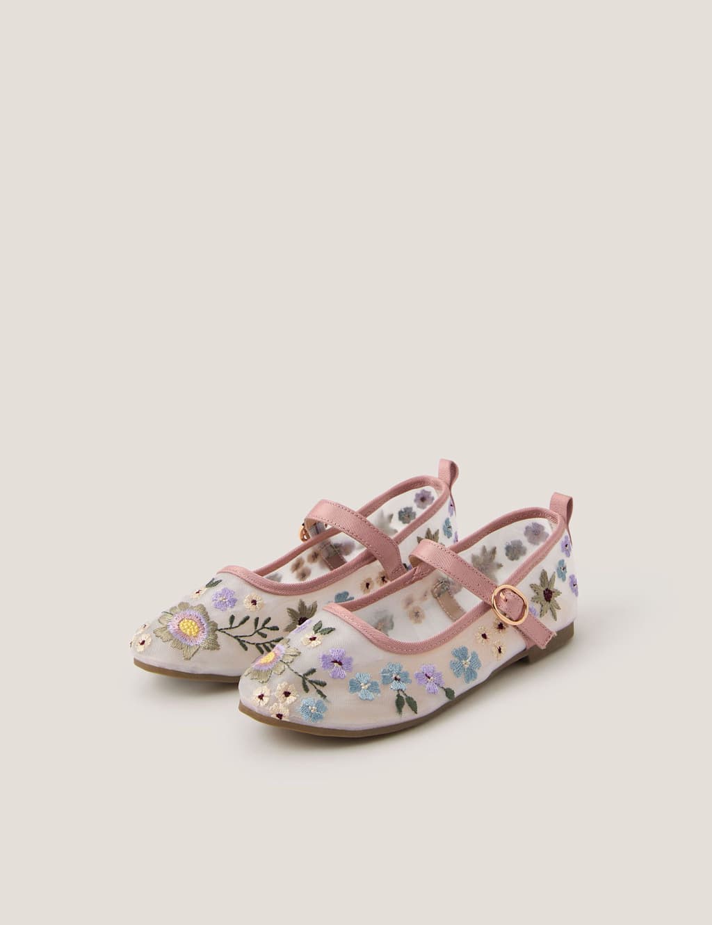 Monsoon Girls Floral Embroidered Ballerina Shoes (7 Small-4 Large) - 12 - Multi - Available at M&S