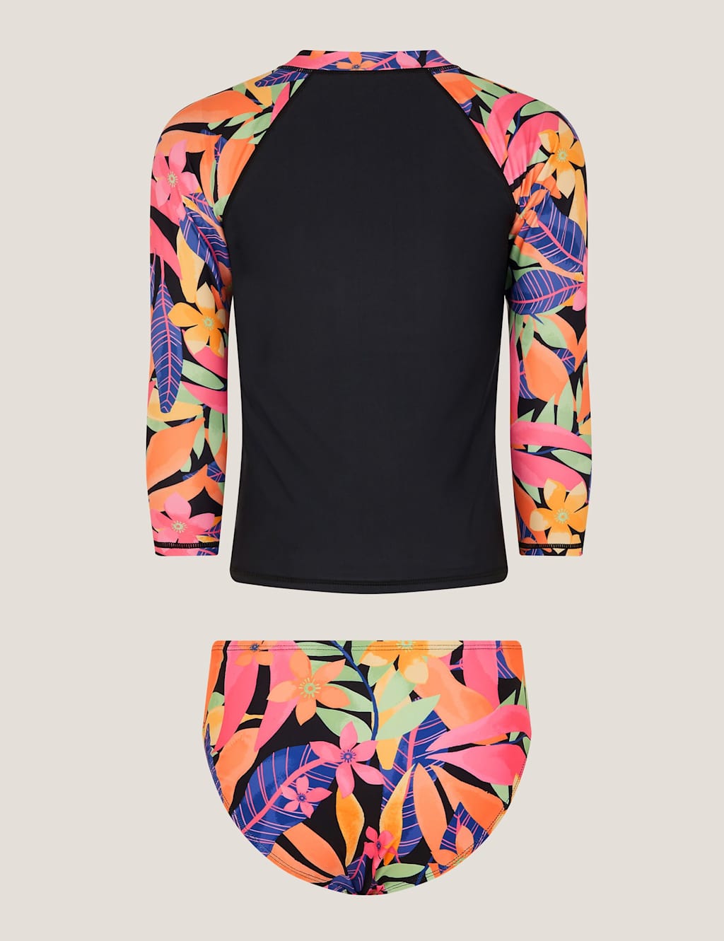 Monsoon Girls 2 Piece Floral Long Sleeve Swim Set (7-15 Yrs) - 15 Years - Black Mix - Available at M&S