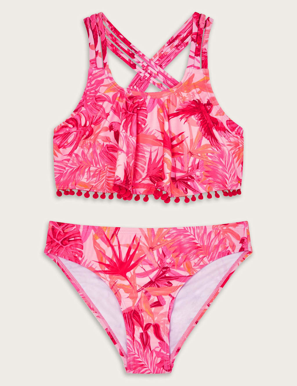 Floral Bird Print Frill Bikini (3-15 Yrs)