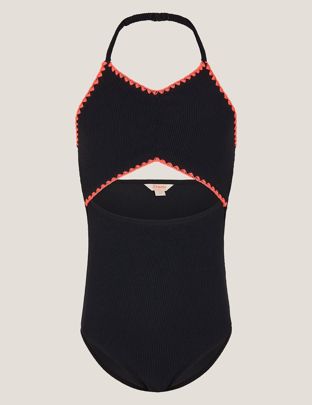 Monsoon Girls Halterneck Swimsuit (7-15 Yrs) - 9-10 Years - Black Mix - Available at M&S