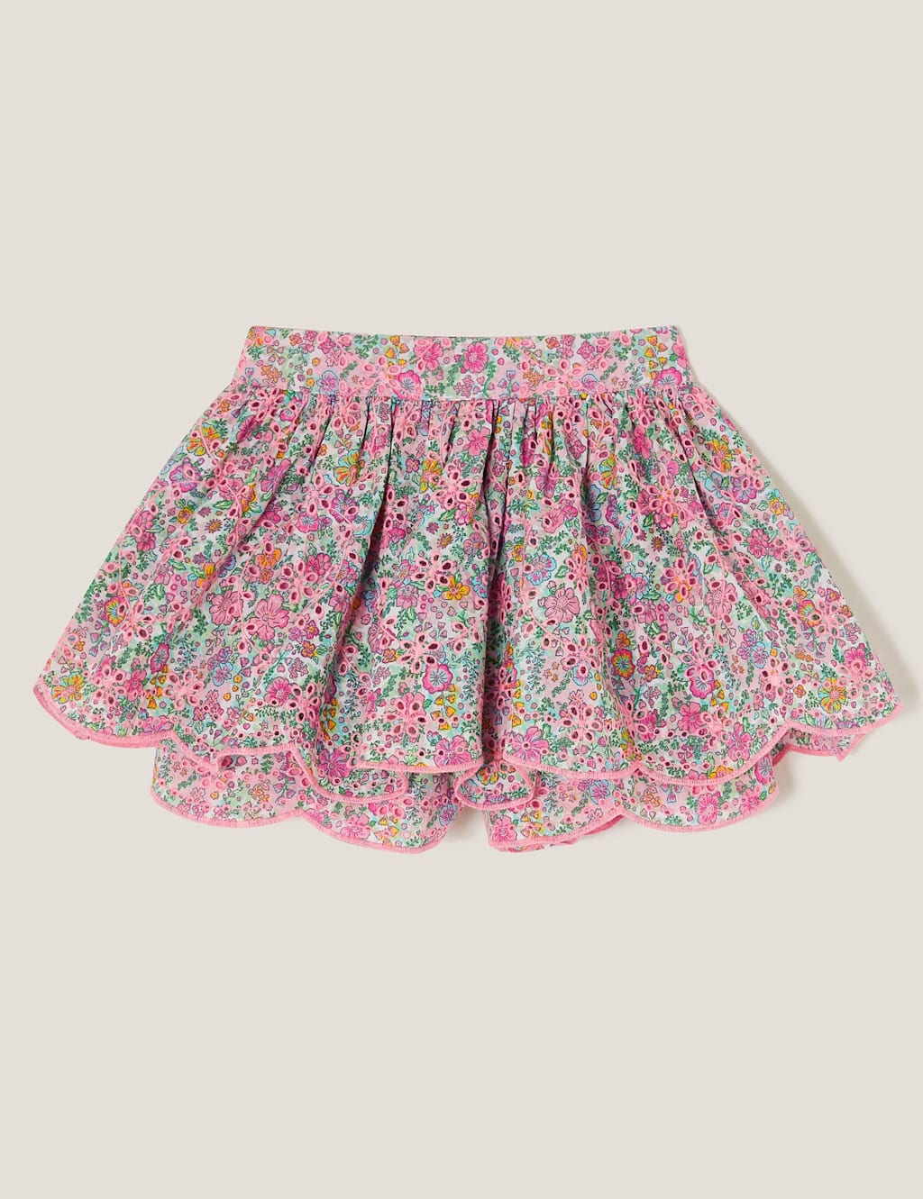 Pure Cotton Floral Broderie Skort (3-13 Yrs)