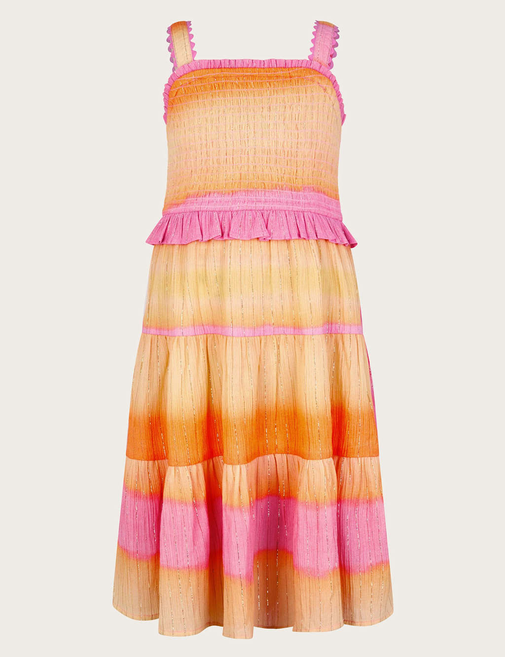 Pure Cotton Shirred Tiered Dress (3-15 Yrs)