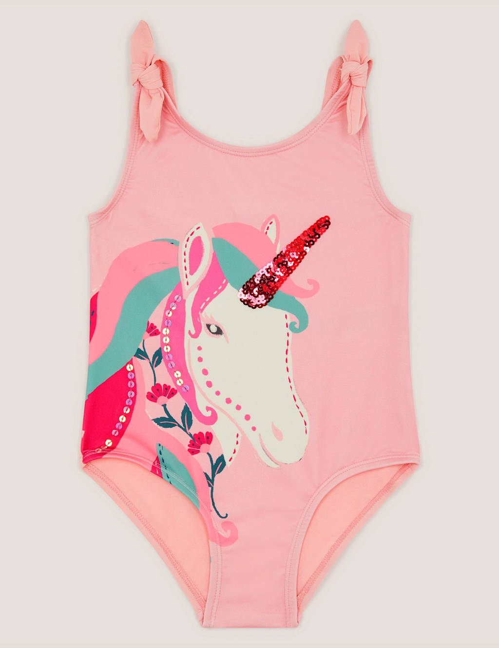 Monsoon Girls Unicorn Swimsuit (3-13 Yrs) - 5-6 Years - Pink Mix - Available at M&S