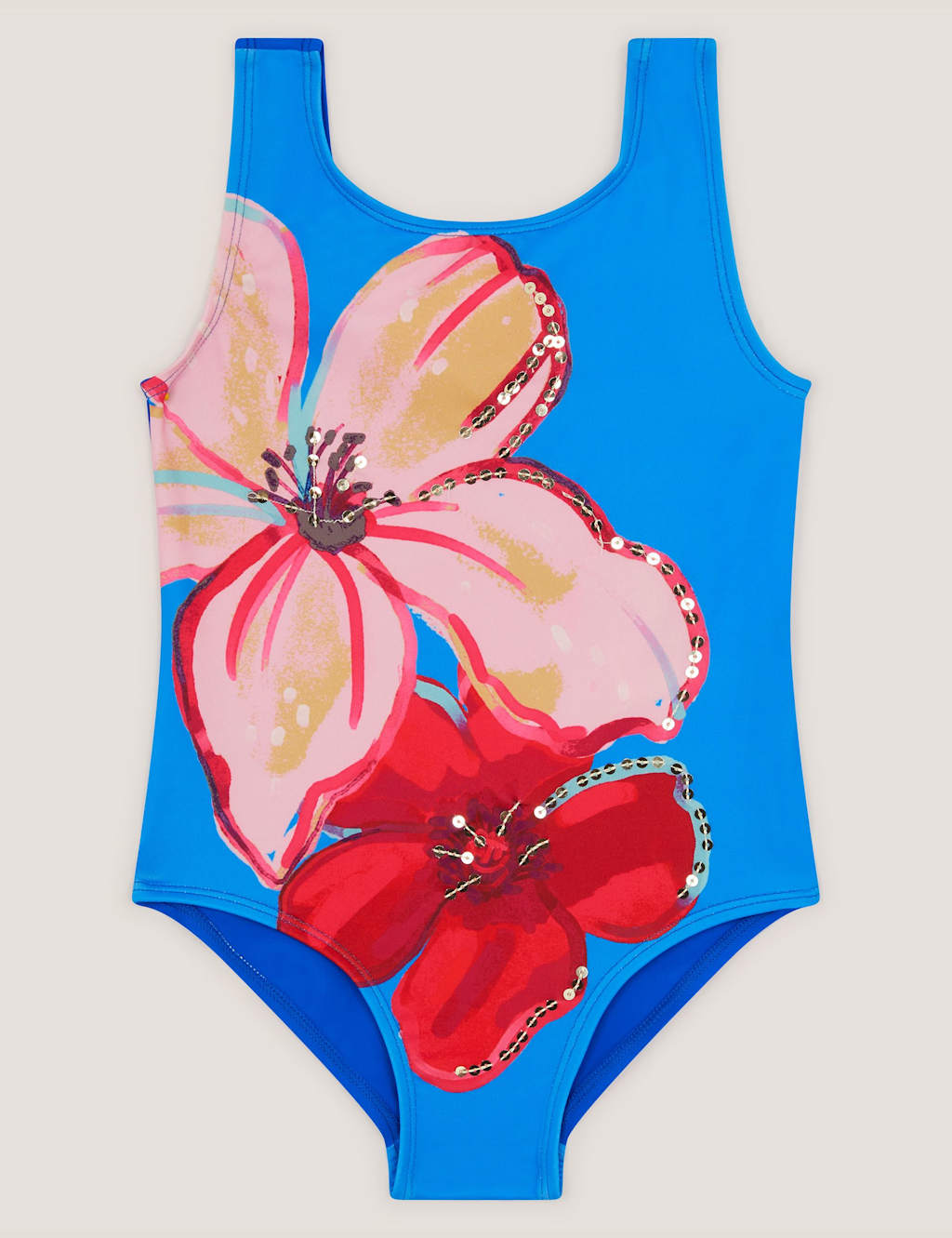 Monsoon Girls Floral Swimsuit (3-15 Yrs) - 5-6 Years - Blue Mix - Available at M&S