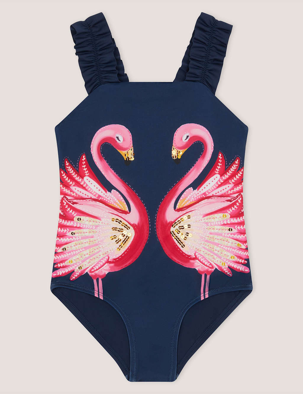 Monsoon Girls Flamingo Swimsuit (3-15 Yrs) - 9-10 Years - Navy Mix - Available at M&S