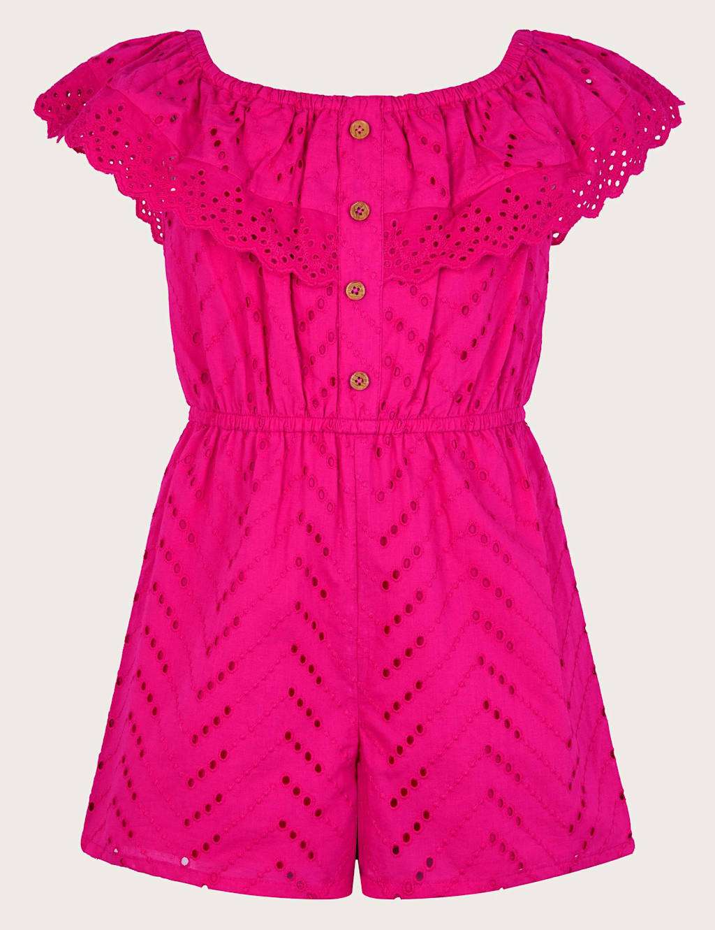 Pure Cotton Broderie Playsuit (3-13 Yrs)
