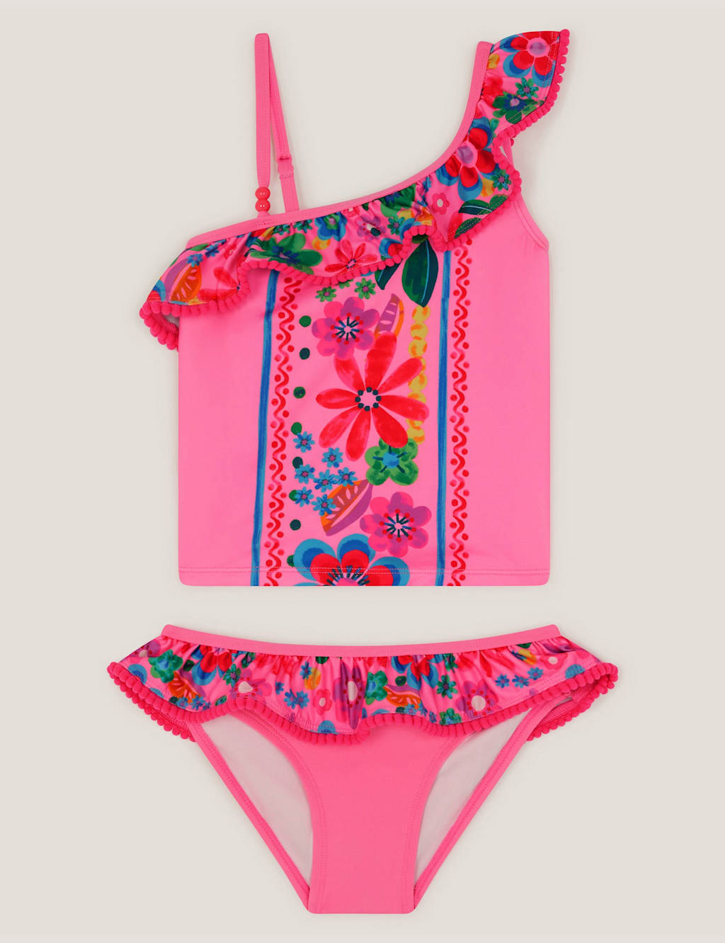 Monsoon Girls 2 Piece Floral Swim Set (3-15 Yrs) - 7-8 Years - Pink Mix - Available at M&S