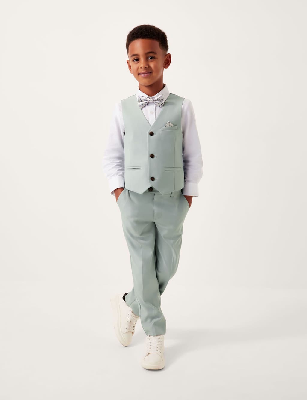 Monsoon Boys 4pc Suit & Bow Tie (0-12 Yrs) - 2-3 Years - Light Green - Available at M&S