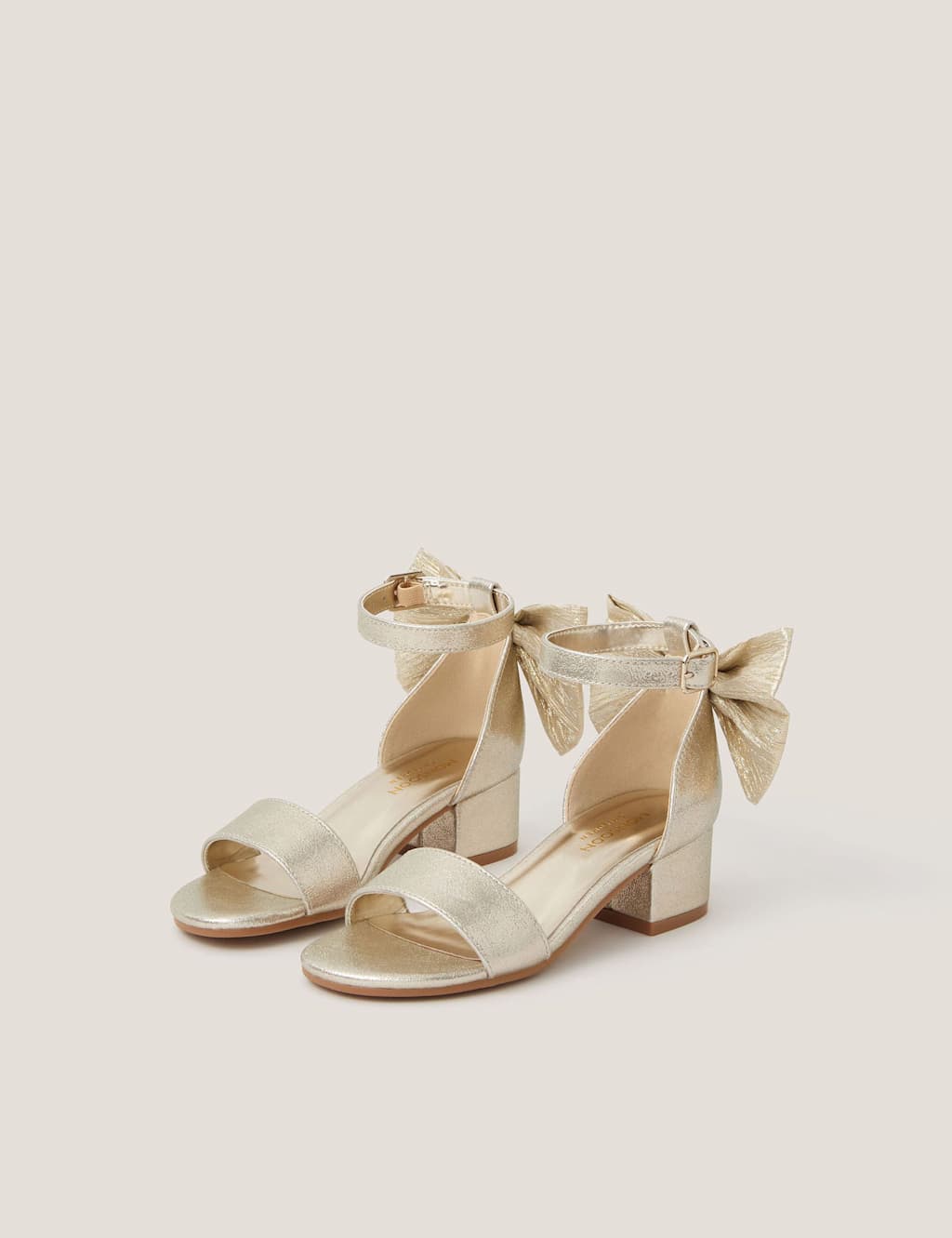 Monsoon Girls Bow Sandals (7 Small - 6 Large) - 13 - Gold - Available at M&S