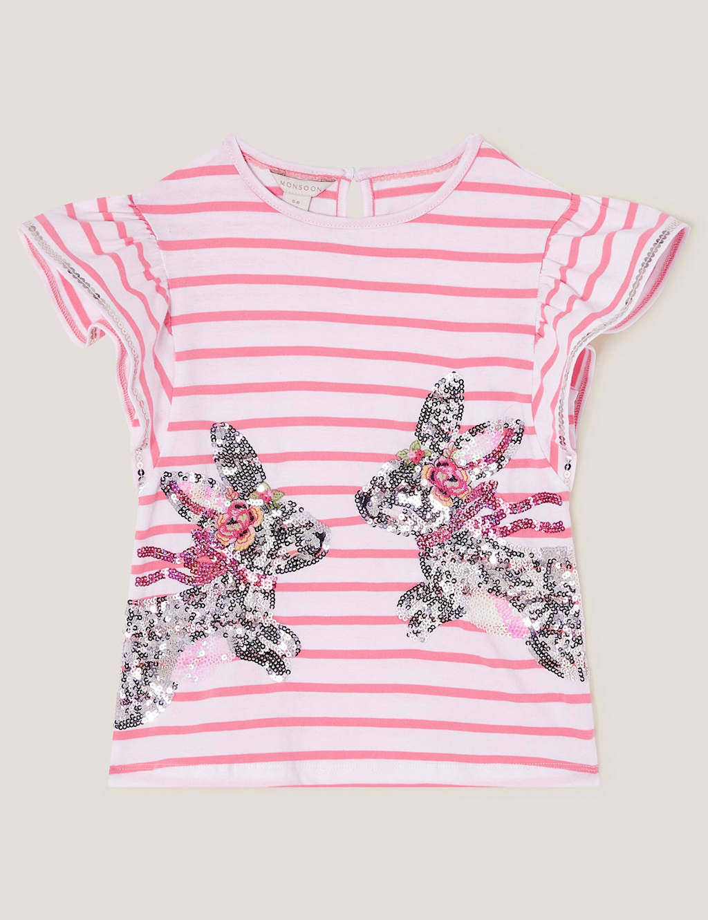 Pure Cotton Striped Sequin Bunny Top (3-13 Yrs)